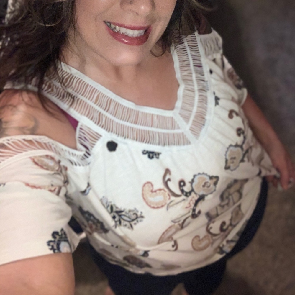 Off the shoulder plus size shirt